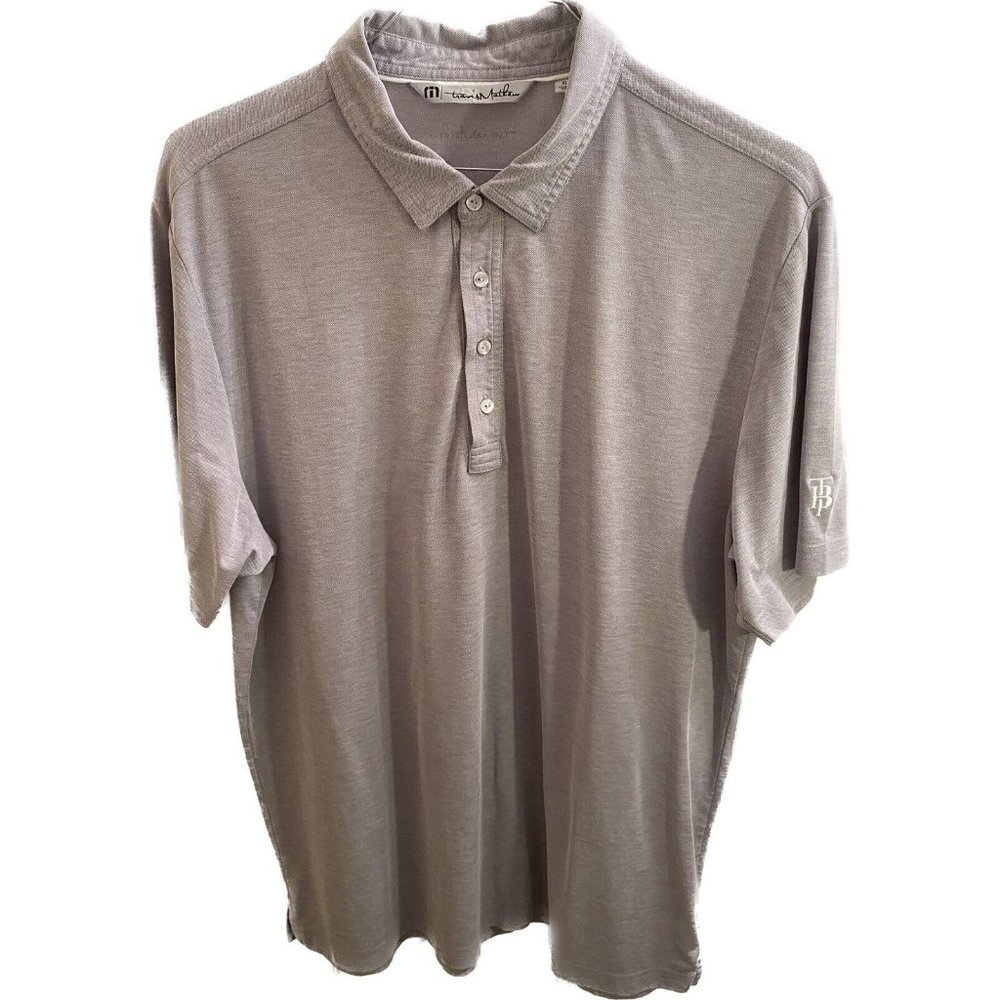 Travis Mathew Polo Shirt Men Extra Large Grey Pima Cotton Golf Club monogram